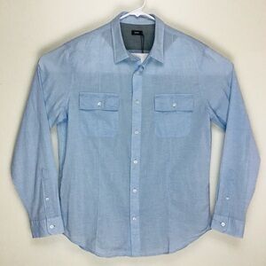 NWT Vince mens long sleeve button up light cotton shirt large